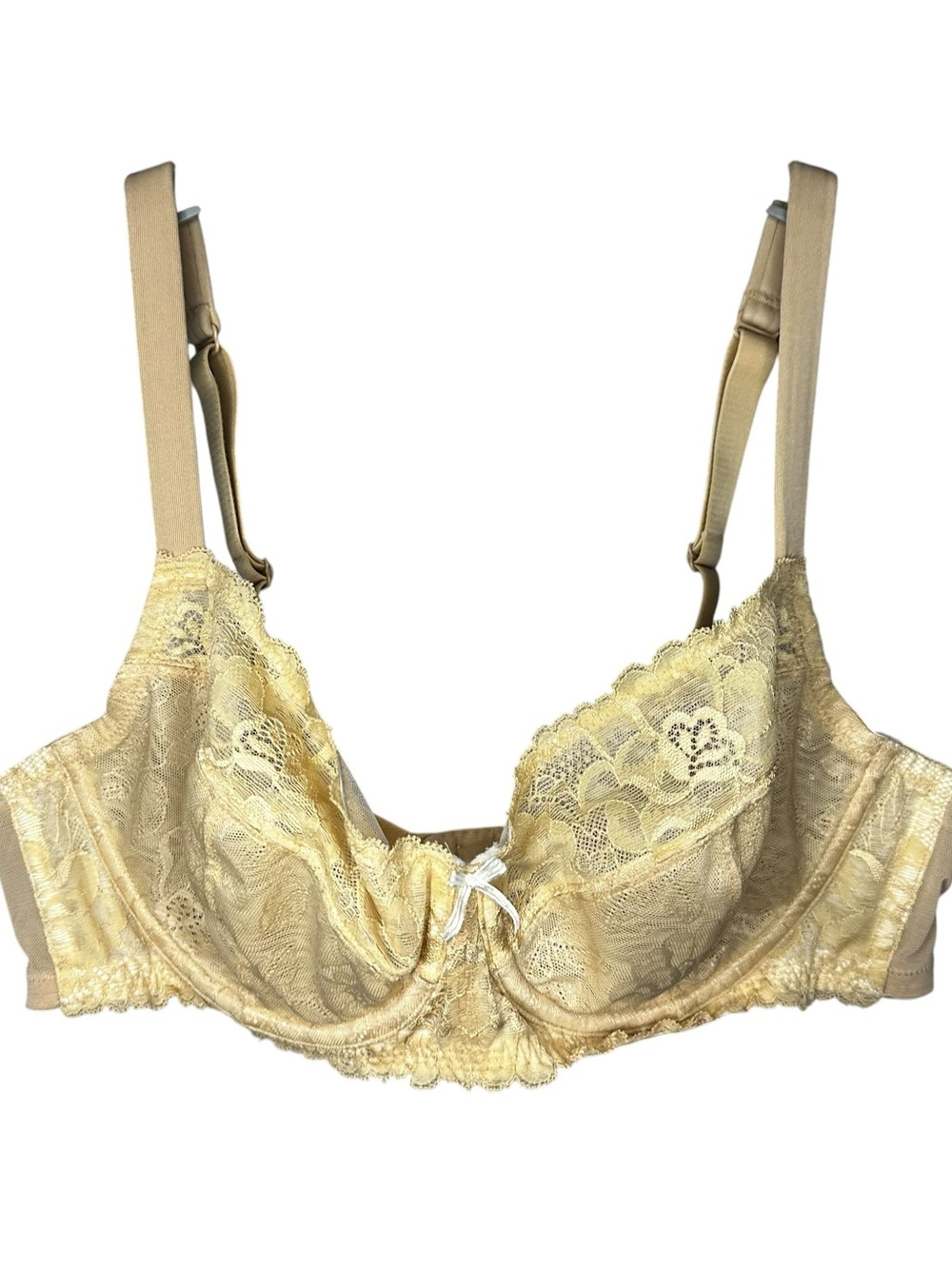 Cacique 38C Ivory Cream Lace Underwire Bra Floral Lace